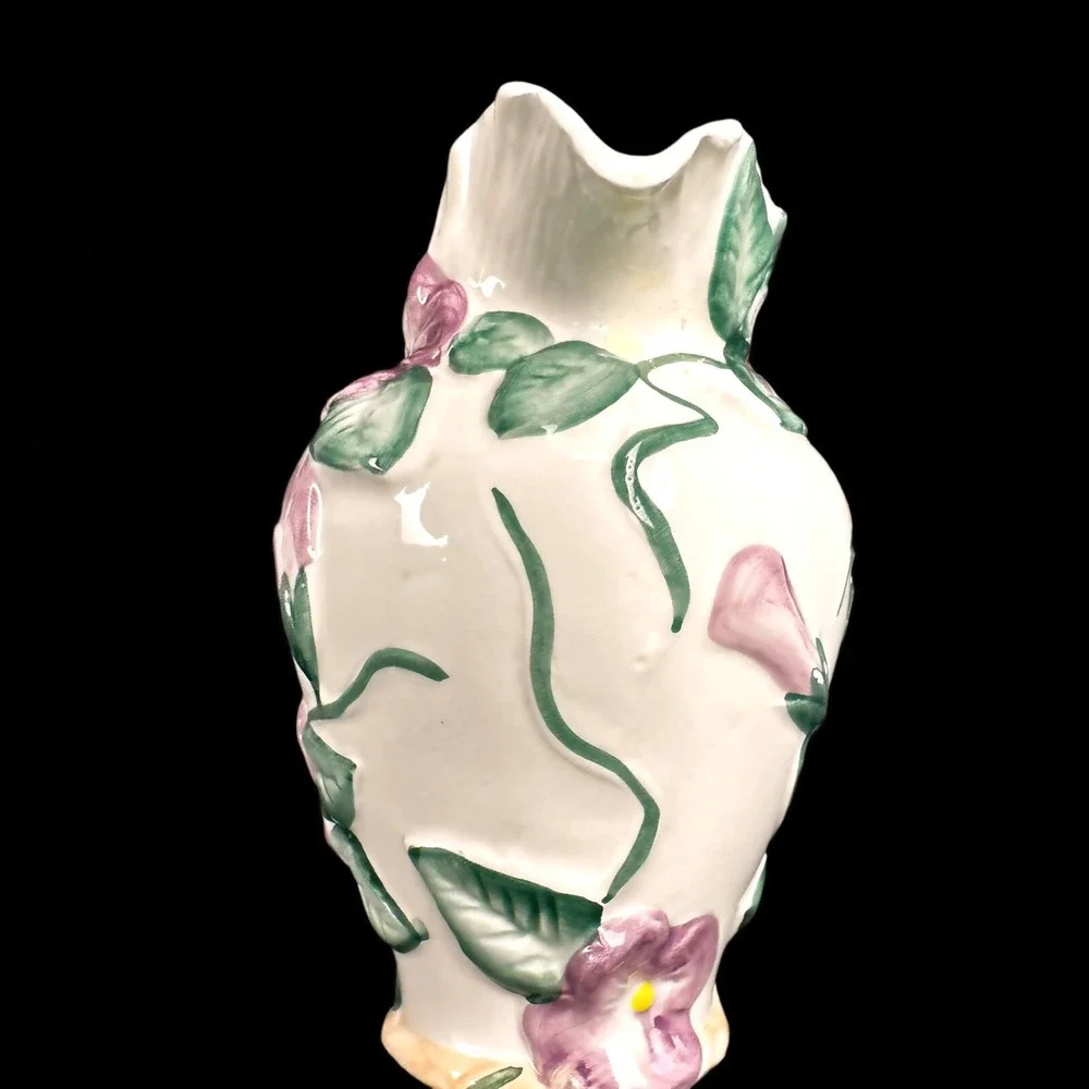 Vintage 1991 Fitz & Floyd Purple Violets Handpainted Flowers Creamer & Sugar Set